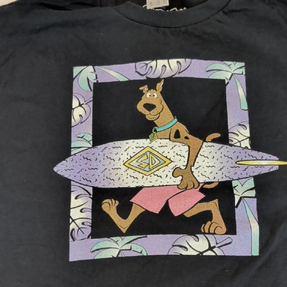 Scooby Doo Surfer Graphic Tee Black Cartoon Shirt Youth XL Y2K Retro